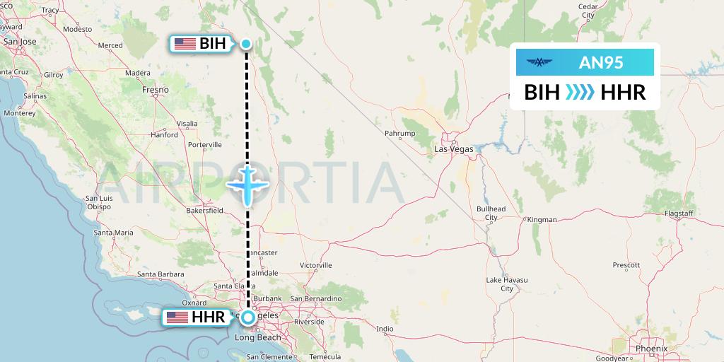 AN95 Advanced Air Flight Map: Bishop to Hawthorne