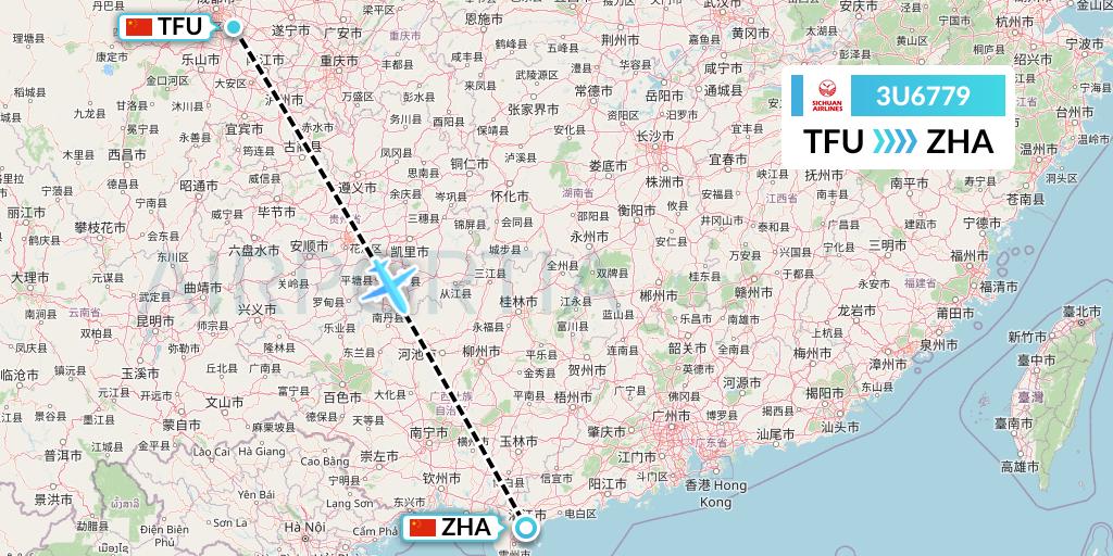 3U6779 Sichuan Airlines Flight Map: Chengdu to Zhanjiang