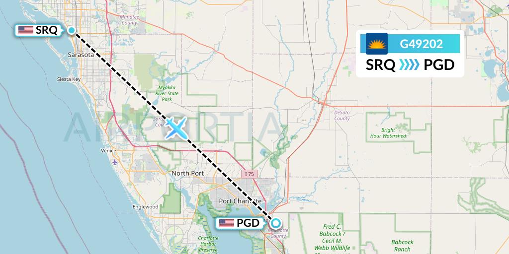 G49202 Allegiant Air Flight Map: Sarasota to Punta Gorda