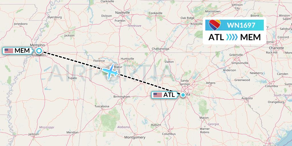 WN1697 Flight Status Southwest Airlines Atlanta to Memphis (SWA1697)
