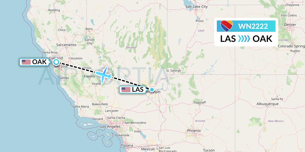 WN2222 Southwest Airlines Flight Map: Las Vegas to Oakland