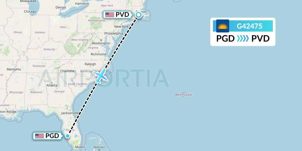 G42475 Allegiant Air Flight Map: Punta Gorda to Providence