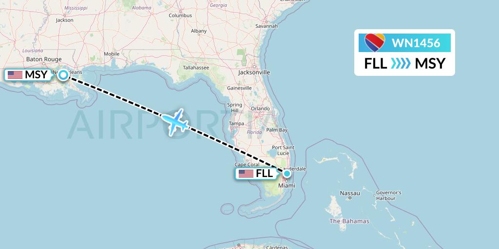 WN1456 Flight Status Southwest Airlines Fort Lauderdale to New Orleans
