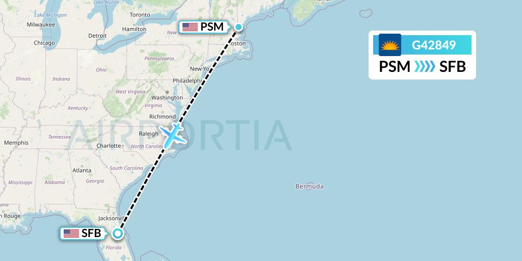 G42849 Allegiant Air Flight Map: Portsmouth to Orlando