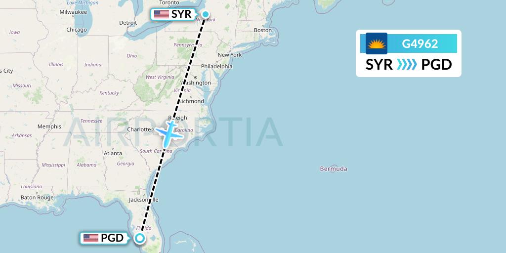 G4962 Allegiant Air Flight Map: Syracuse to Punta Gorda
