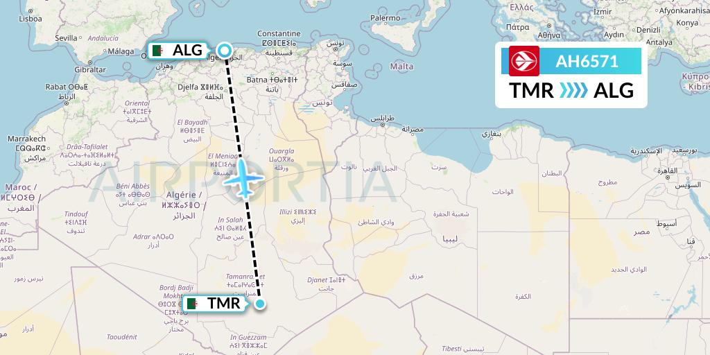 AH6571 Air Algerie Flight Map: Tamanrasset to Algiers