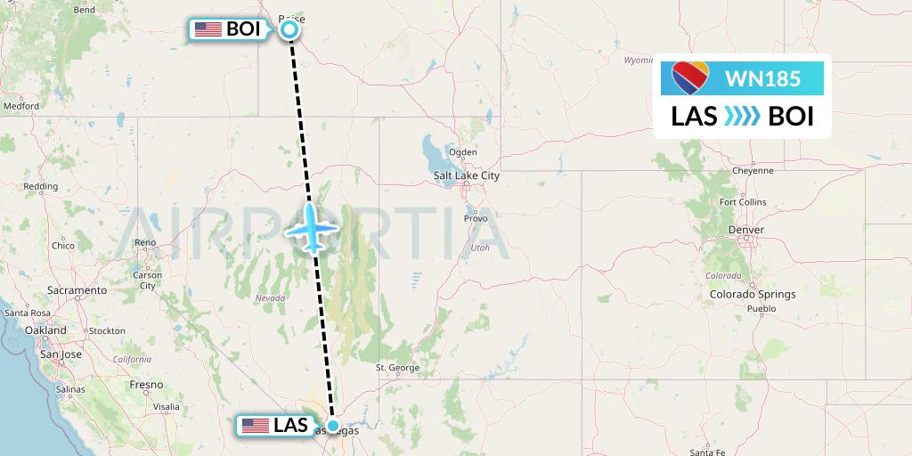 WN185 Southwest Airlines Flight Map: Las Vegas to Boise