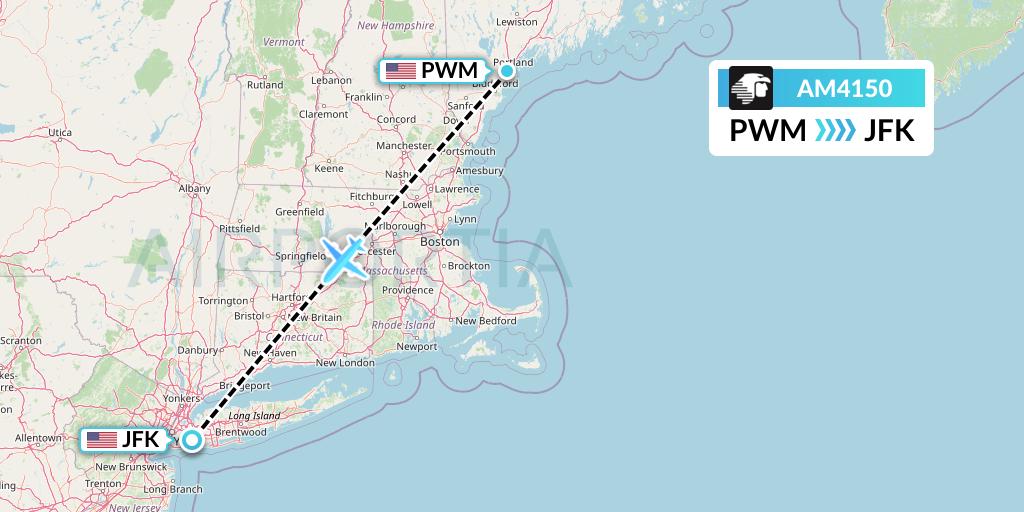 AM4150 Aeromexico Flight Map: Portland to New York