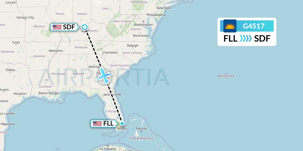 G4517 Allegiant Air Flight Map: Fort Lauderdale to Louisville