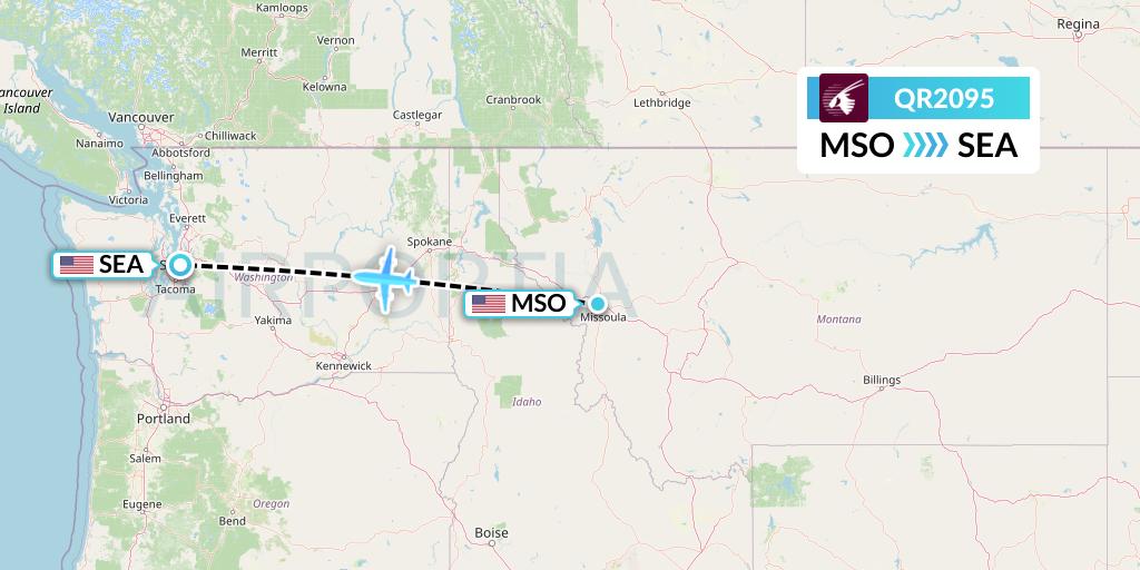 QR2095 Qatar Airways Flight Map: Missoula to Seattle