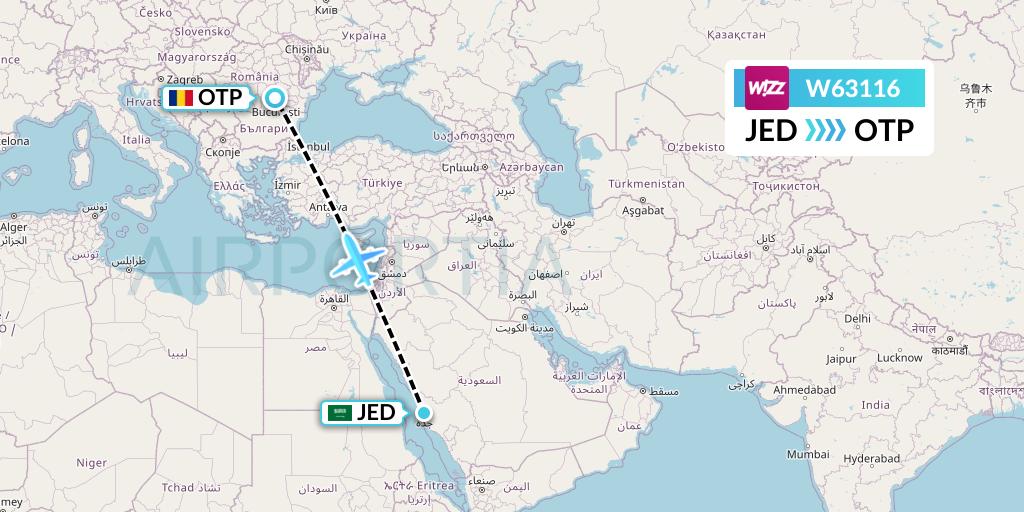 W63116 Flight Status Wizz Air Jeddah to Bucharest (WZZ3116)