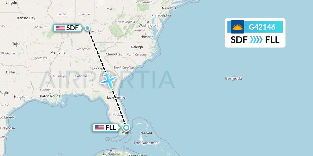 G42146 Allegiant Air Flight Map: Louisville to Fort Lauderdale