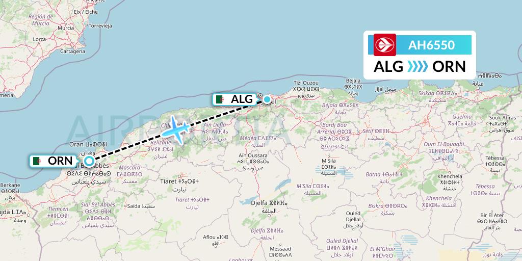 AH6550 Air Algerie Flight Map: Algiers to Oran