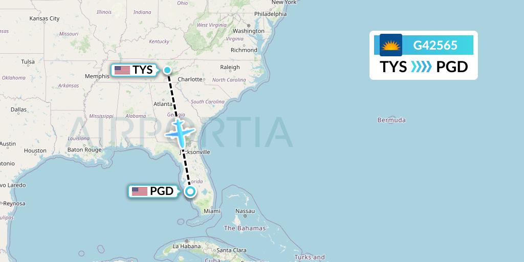 G42565 Allegiant Air Flight Map: Knoxville to Punta Gorda