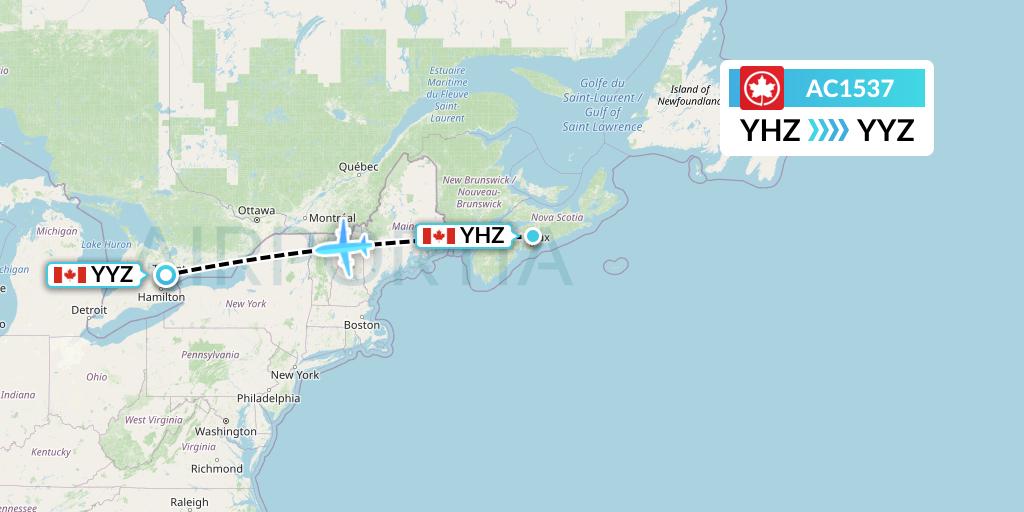 AC1537 Air Canada Flight Map: Halifax to Toronto