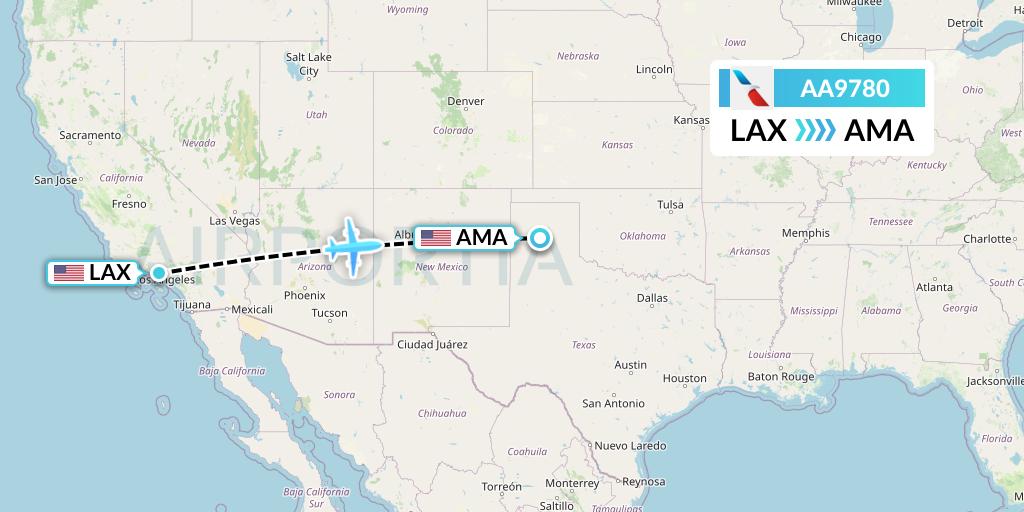 AA9780 American Airlines Flight Map: Los Angeles to Amarillo