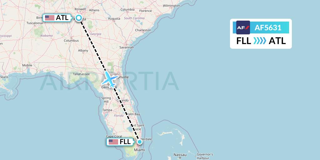 AF5631 Air France Flight Map: Fort Lauderdale to Atlanta