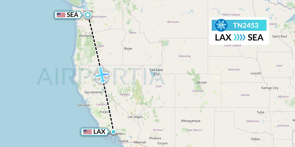TN2453 Air Tahiti Nui Flight Map: Los Angeles to Seattle