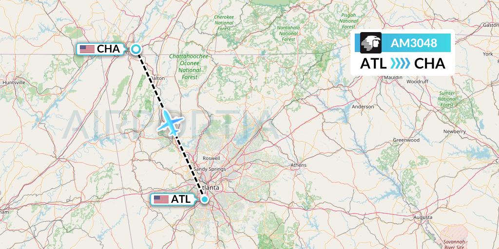 AM3048 Aeromexico Flight Map: Atlanta to Chattanooga