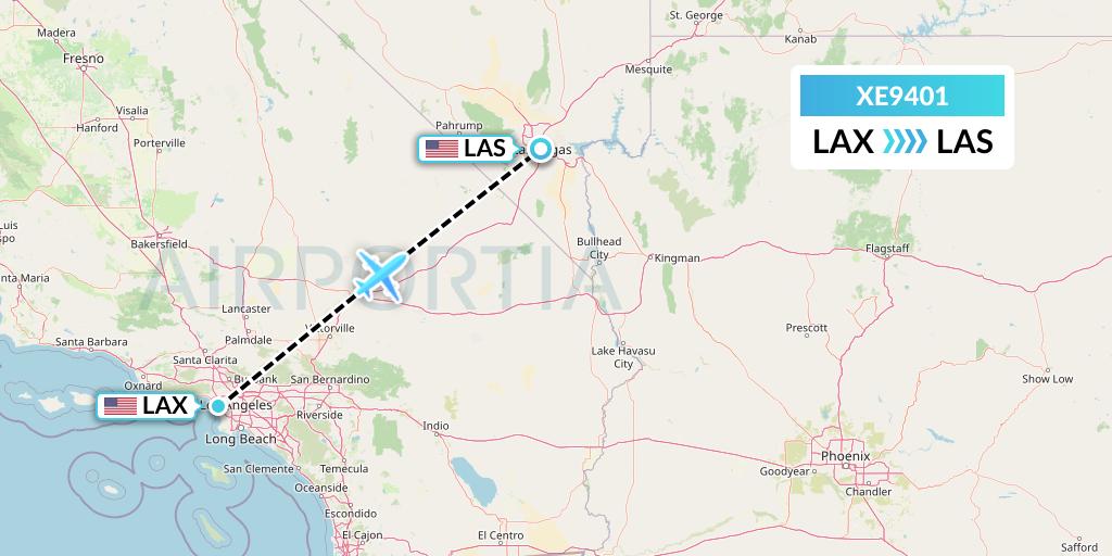 XE9401 Jsx Flight Map: Los Angeles to Las Vegas