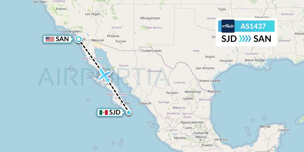 AS1437 Alaska Airlines Flight Map: San Jose del Cabo to San Diego