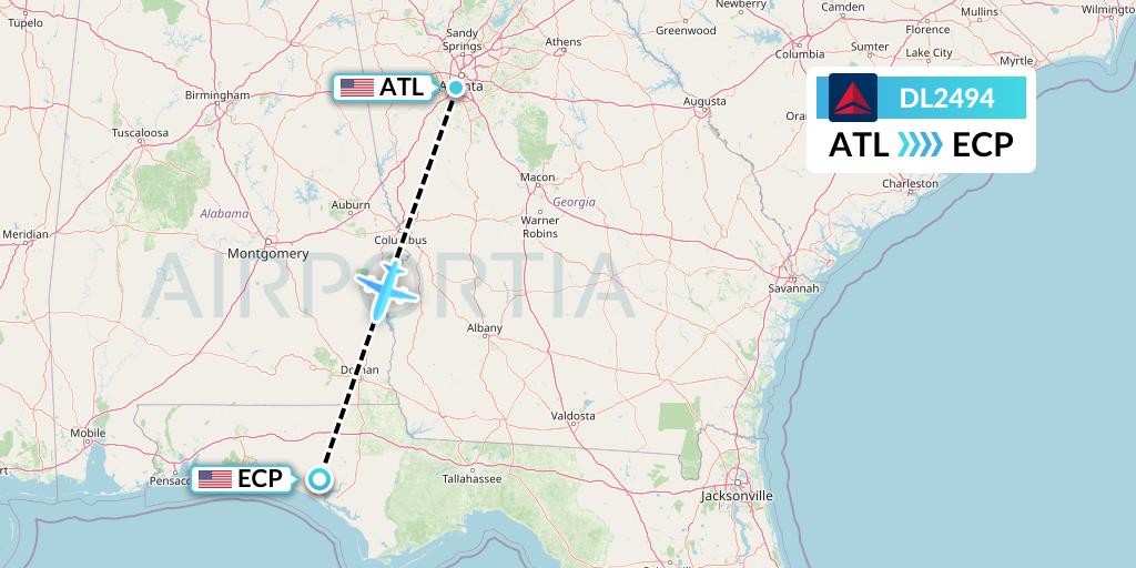 DL2494 Delta Air Lines Flight Map: Atlanta to Panama City