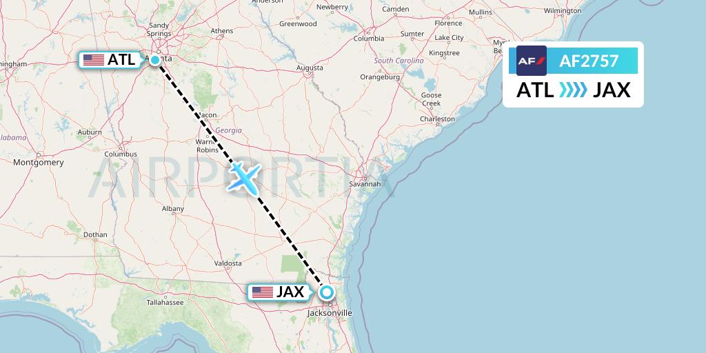 AF2757 Air France Flight Map: Atlanta to Jacksonville
