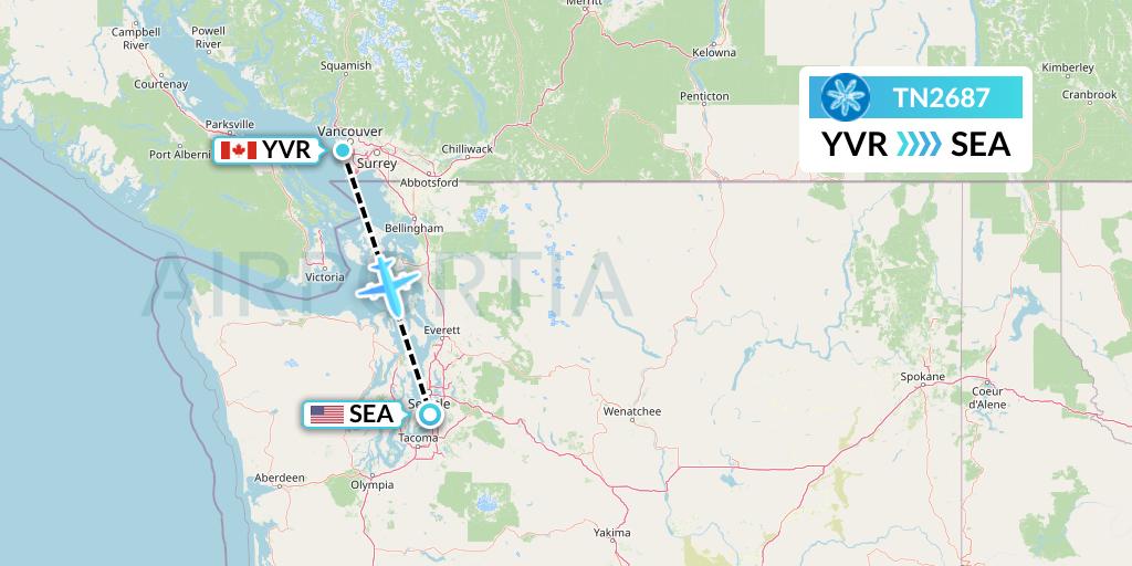 TN2687 Air Tahiti Nui Flight Map: Vancouver to Seattle
