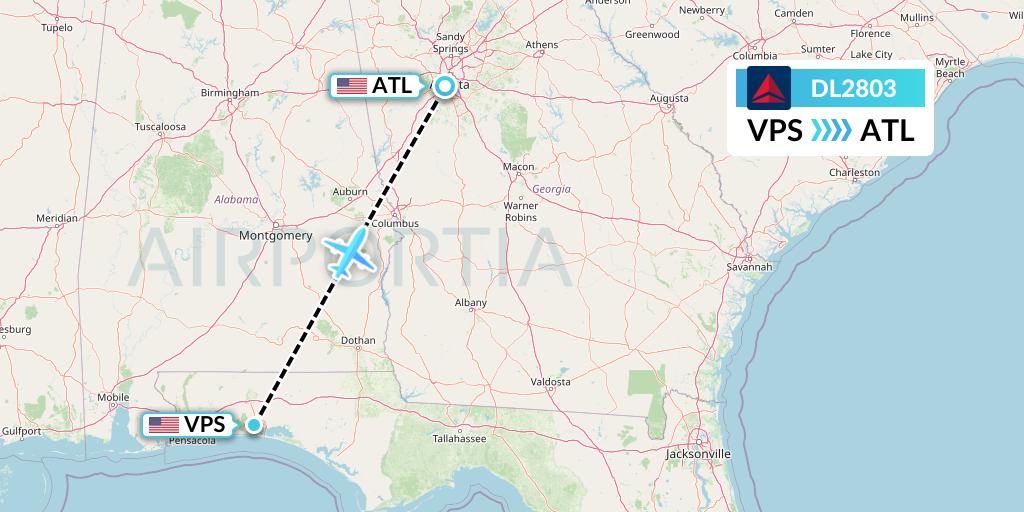 DL2803 Delta Air Lines Flight Map: Valparaiso to Atlanta