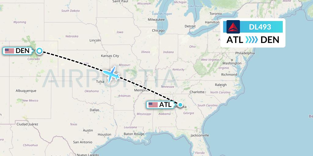 DL493 Delta Air Lines Flight Map: Atlanta to Denver