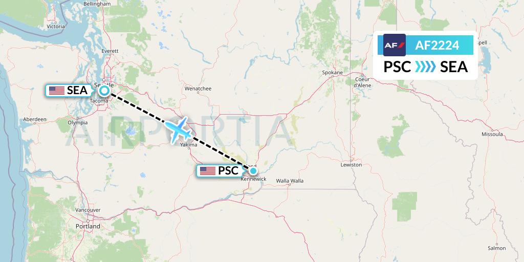 AF2224 Air France Flight Map: Pasco to Seattle