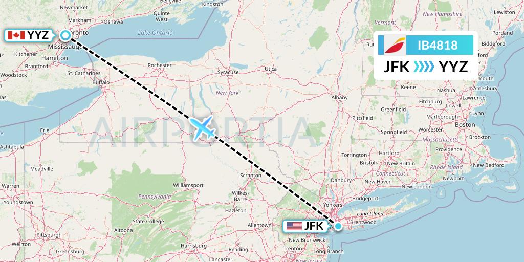 IB4818 Iberia Flight Map: New York to Toronto