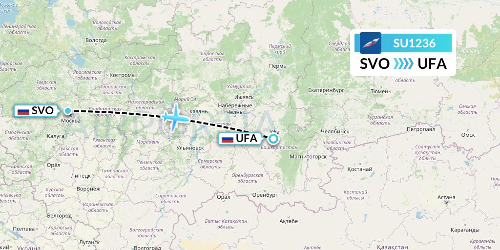 SU1236 Aeroflot Flight Map: Moscow to Ufa