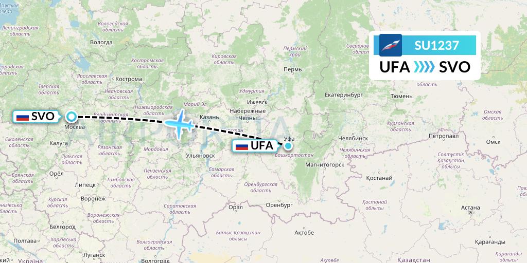 SU1237 Aeroflot Flight Map: Ufa to Moscow