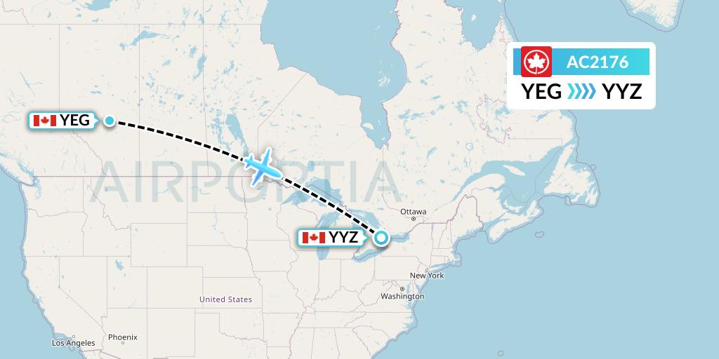 AC2176 Air Canada Flight Map: Edmonton to Toronto