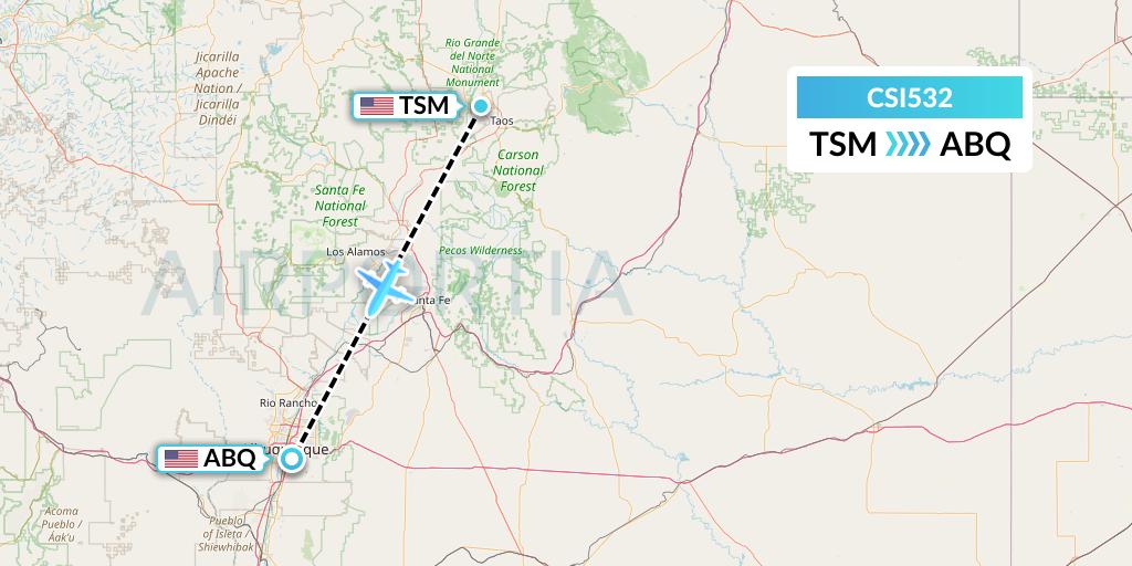 CSI532 Csi Aviation Flight Map: Taos to Albuquerque