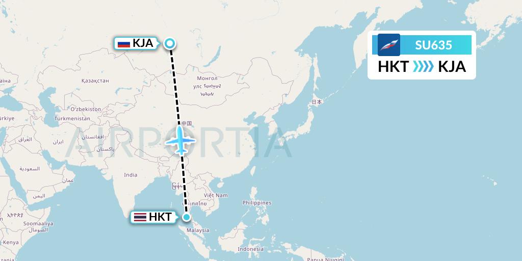 SU635 Aeroflot Flight Map: Phuket to Krasnoyarsk