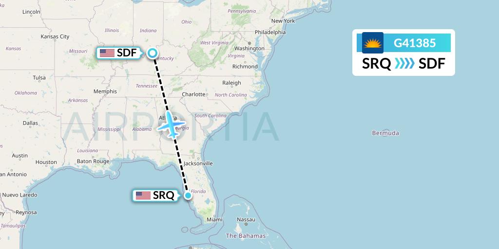 G41385 Allegiant Air Flight Map: Sarasota to Louisville