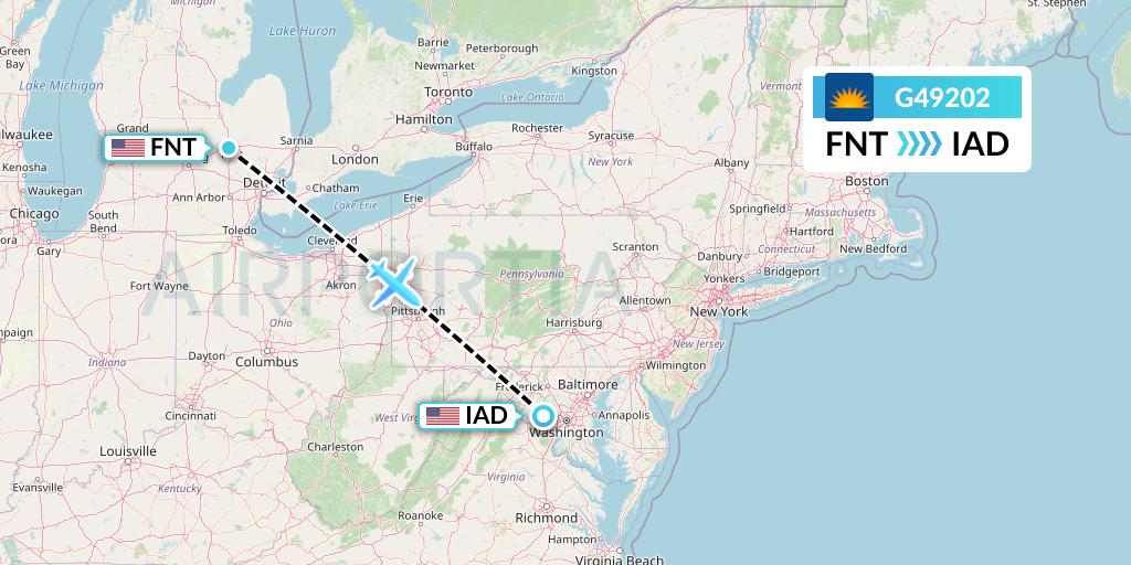 G49202 Allegiant Air Flight Map: Flint to Washington