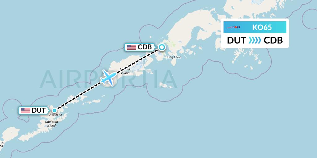 KO65 Komiaviatrans Flight Map: Unalaska to Cold Bay
