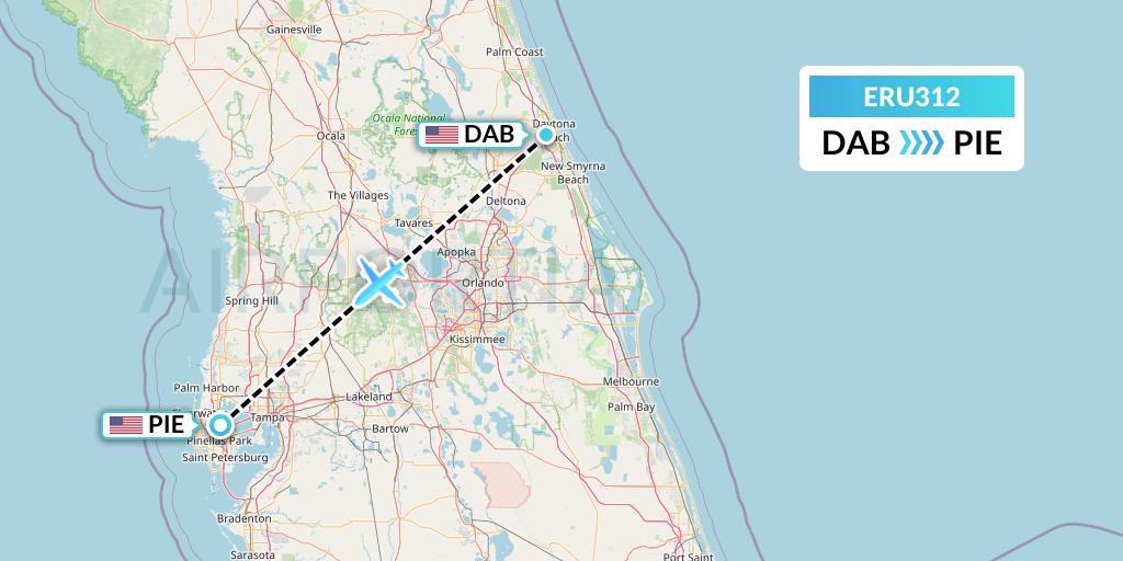 ERU312 Embry-riddle Aeronautical University Flight Map: Daytona Beach to St. Petersburg
