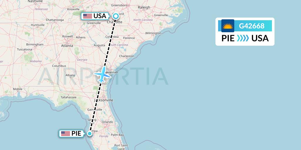 G42668 Allegiant Air Flight Map: St. Petersburg to Concord