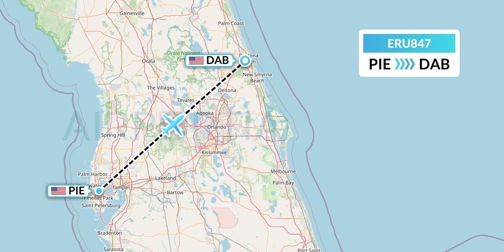 ERU847 Embry-riddle Aeronautical University Flight Map: St. Petersburg to Daytona Beach