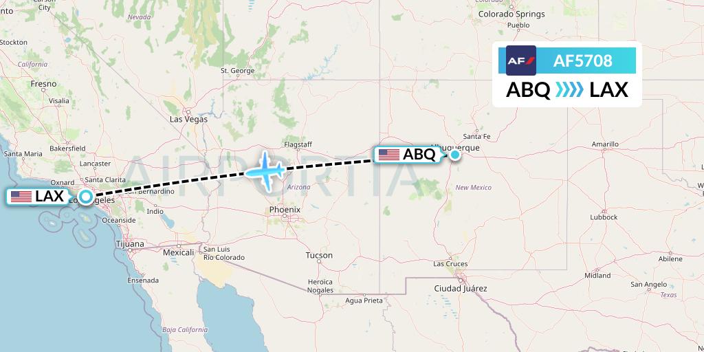 AF5708 Air France Flight Map: Albuquerque to Los Angeles