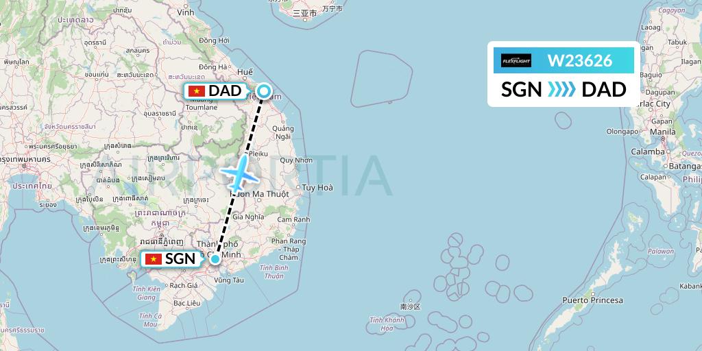W23626 Flex Flight Flight Map: Ho Chi Minh City to Da Nang