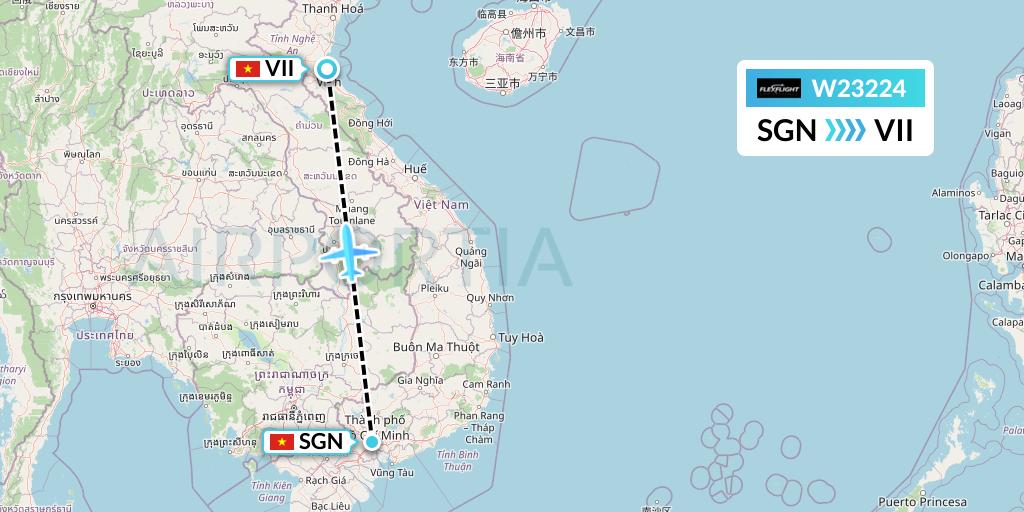 W23224 Flex Flight Flight Map: Ho Chi Minh City to Vinh
