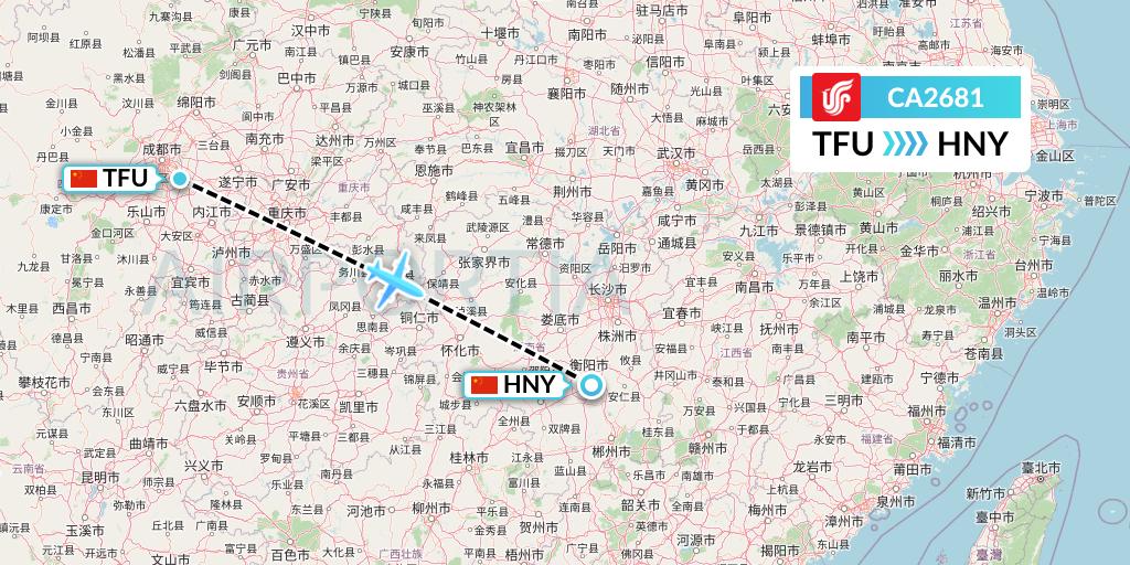 CA2681 Air China Flight Map: Chengdu to Hengyang