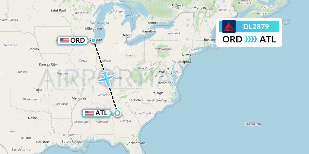 DL2879 Delta Air Lines Flight Map: Chicago to Atlanta