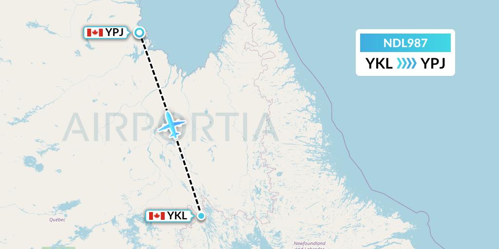 NDL987 Chrono Aviation Flight Map: Schefferville to Aupaluk