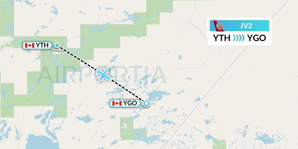 JV2 Flight Status Bearskin Airlines Thompson to Gods Lake Narrows (BLS2)